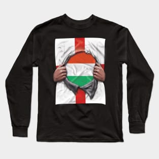 Hungary Flag English Flag Ripped Open - Gift for Hungarian From Hungary Long Sleeve T-Shirt